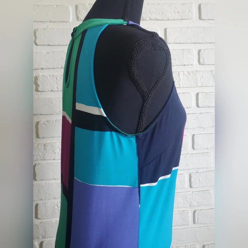 Ann Taylor Loft Dress Mod Colourblock Sleeveless Halter Retro Pop Art Small - Picture 7 of 11